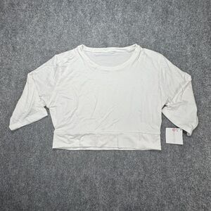 HALFTEE Women's Lightweight 3/4 Sleeve White Cropped Layering Shirt NWT